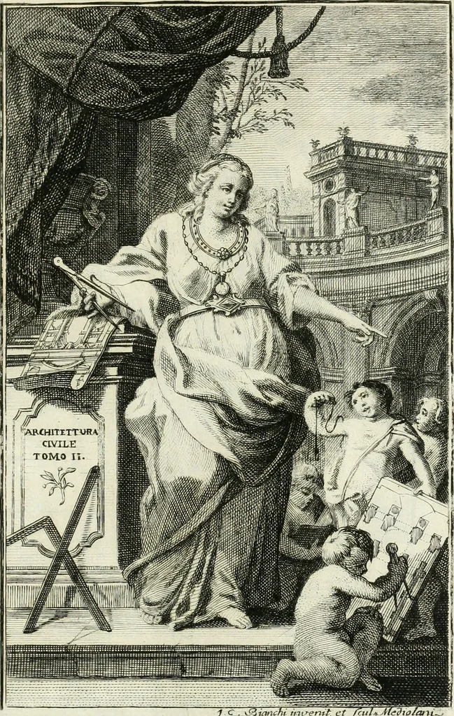 An illustration from Instituzione pratica dell' architettura civile per la decorazione de' pubblici, e privati edifici : preceduta da un articolo di geometria in pratica ad uso delli disegnatori ed artifici, 1766, leaf 4