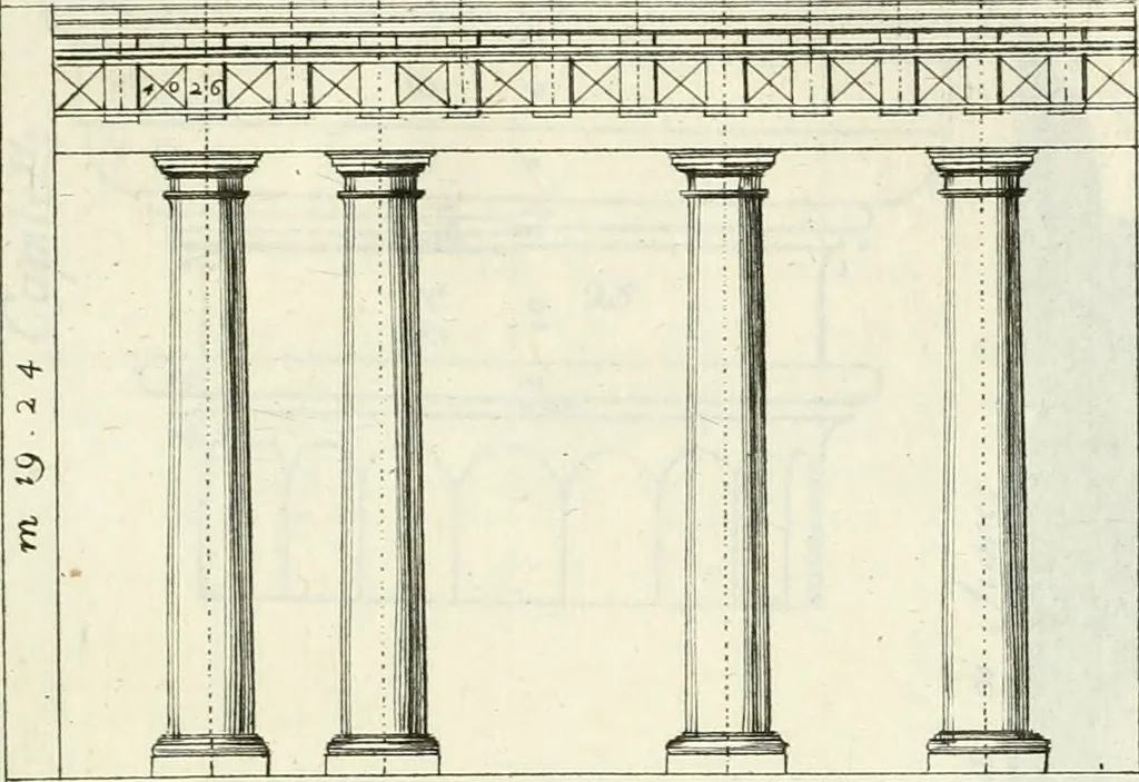 An illustration from Instituzione pratica dell' architettura civile per la decorazione de' pubblici, e privati edifici : preceduta da un articolo di geometria in pratica ad uso delli disegnatori ed artifici, 1766, leaf 48