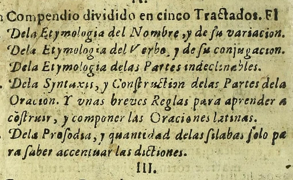 An illustration from Institvtiones grammaticae latino carmine, hispana cum explicatione, nunc primú ex authoribus omnium probatissimis in lucidissimum compendium collectae, & in quinque tractatus distributae, 1595, leaf 4