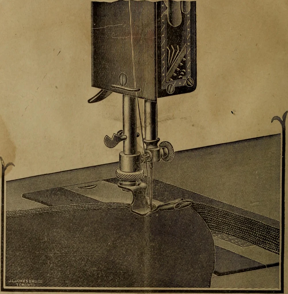 An illustration from Instructions for using the new improved Raymond family sewing machines and attachments, 1902, leaf 13
