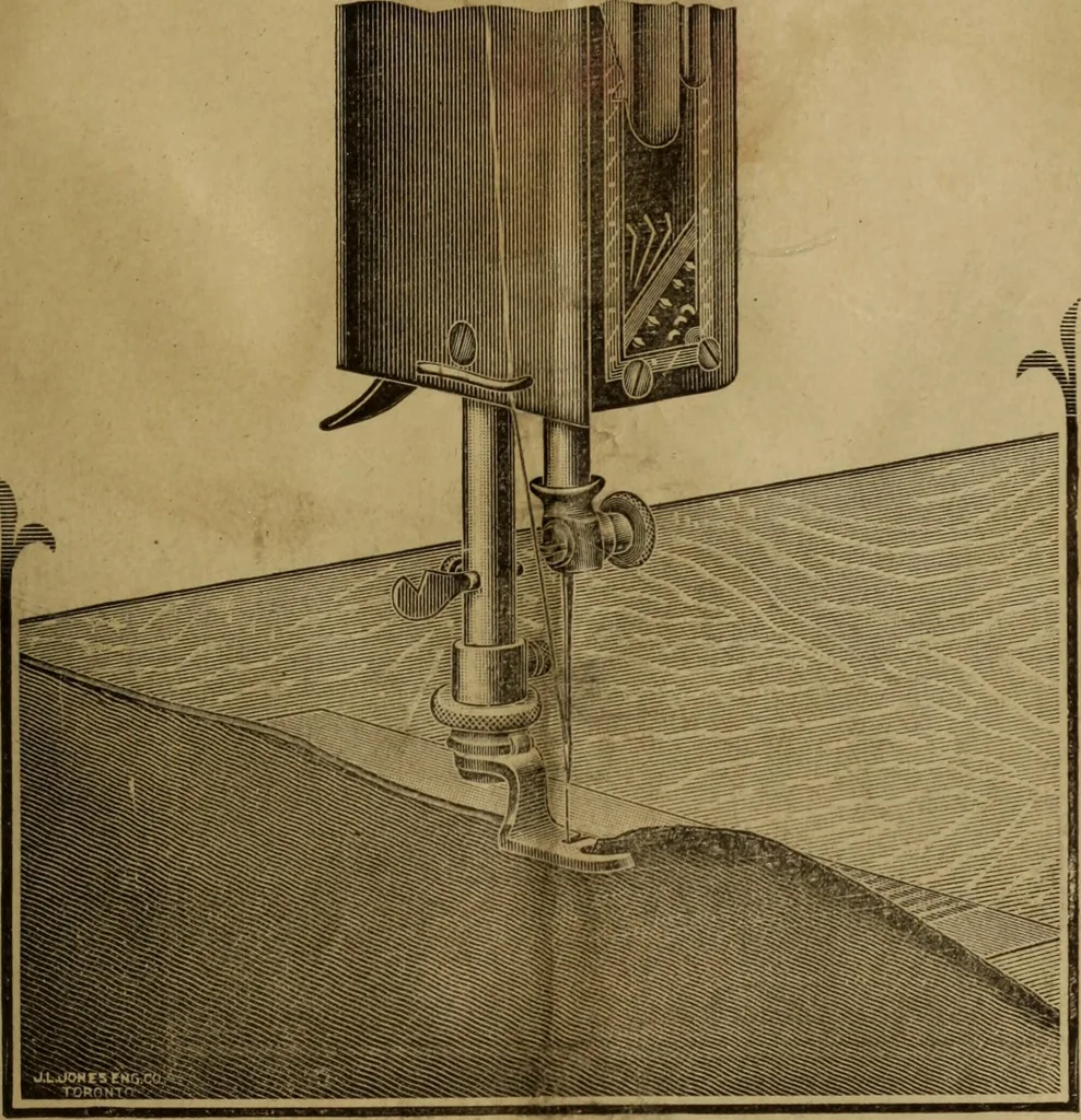 An illustration from Instructions for using the new improved Raymond family sewing machines and attachments, 1902, leaf 14