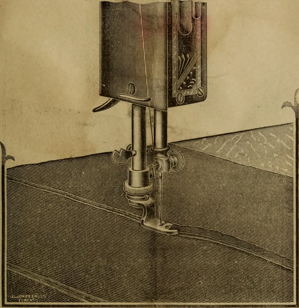 An illustration from Instructions for using the new improved Raymond family sewing machines and attachments, 1902, leaf 16