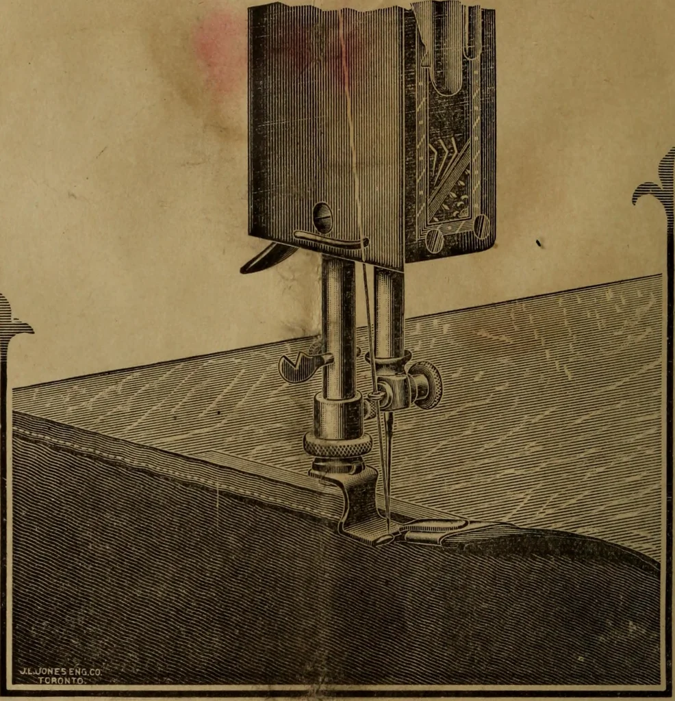 An illustration from Instructions for using the new improved Raymond family sewing machines and attachments, 1902, leaf 17