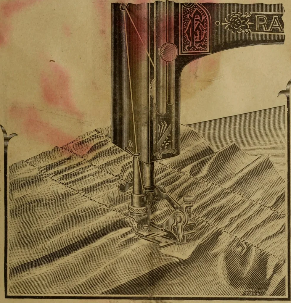 An illustration from Instructions for using the new improved Raymond family sewing machines and attachments, 1902, leaf 20