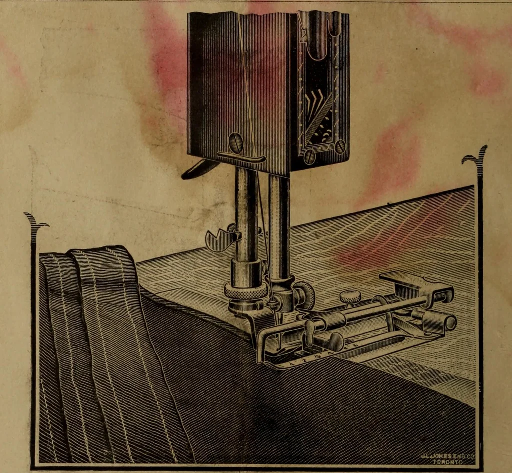 An illustration from Instructions for using the new improved Raymond family sewing machines and attachments, 1902, leaf 21
