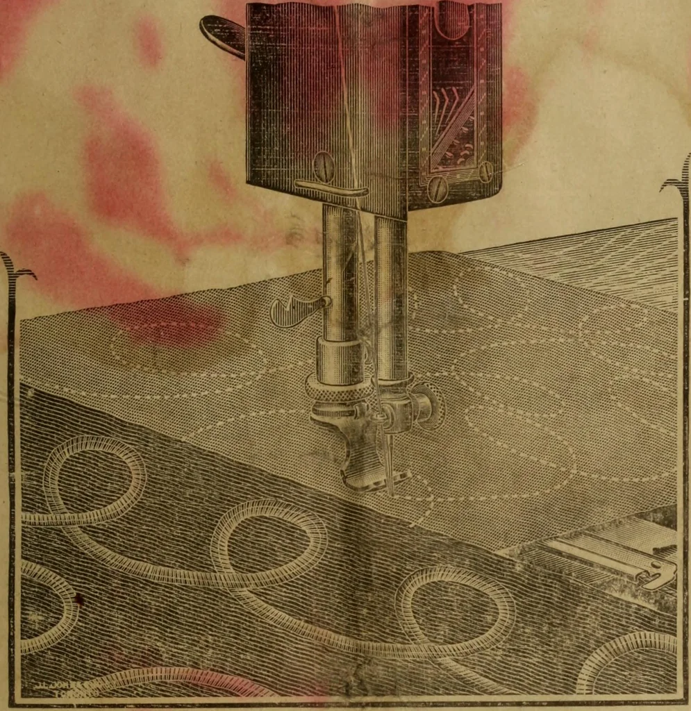 An illustration from Instructions for using the new improved Raymond family sewing machines and attachments, 1902, leaf 22