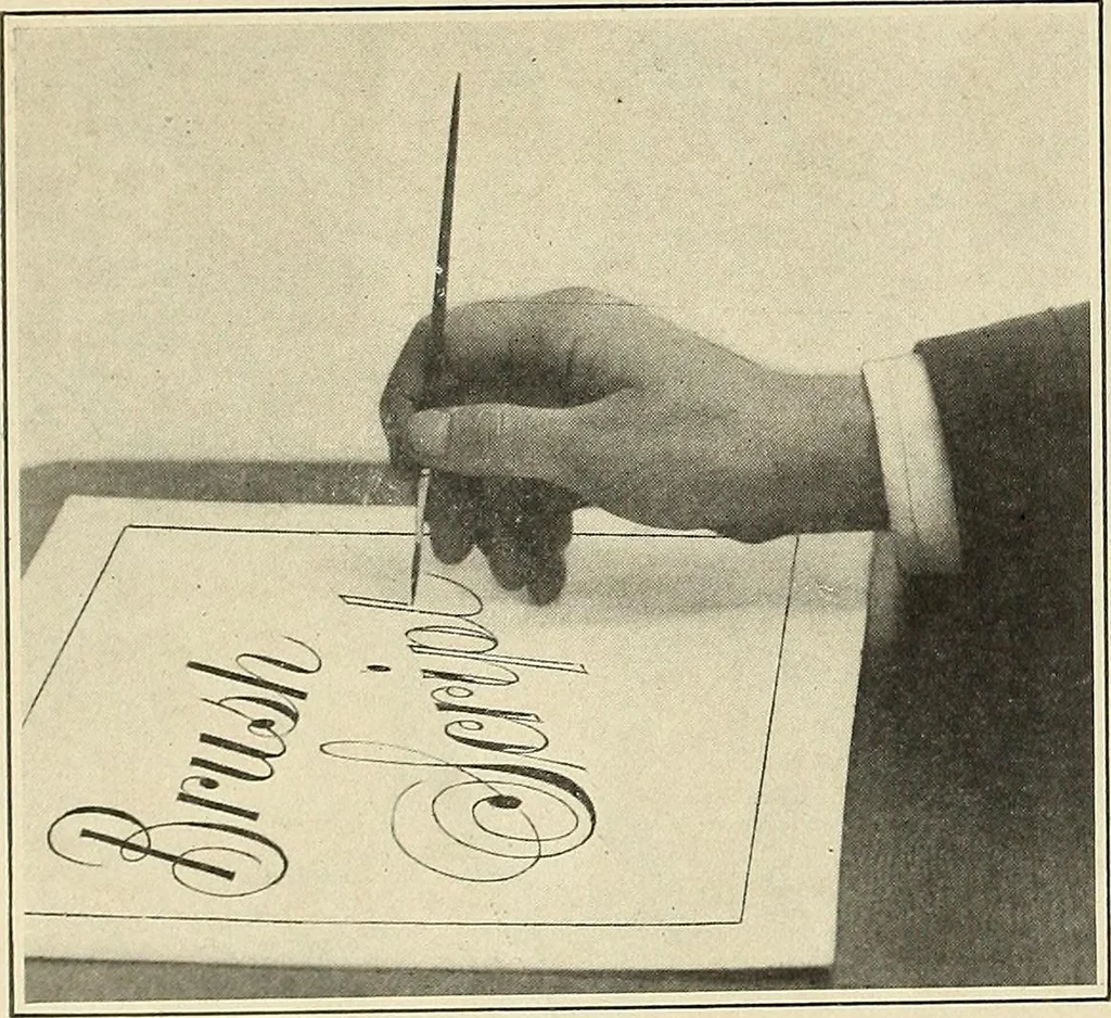 An illustration from Instructions on modern show writing; practical instructions on show card writing with the brush and pen--covering all the modern methods in the elementary rudiments of this art, 1913, leaf 43