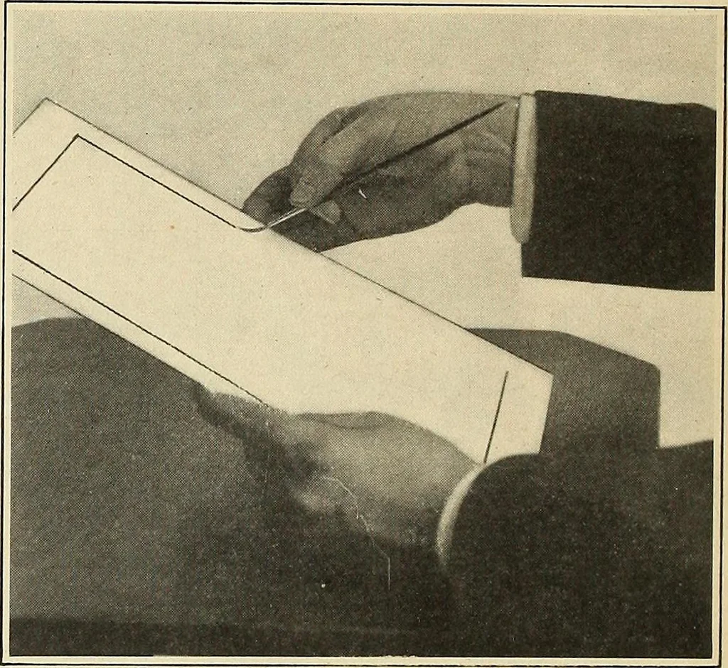 An illustration from Instructions on modern show writing; practical instructions on show card writing with the brush and pen--covering all the modern methods in the elementary rudiments of this art, 1913, leaf 49
