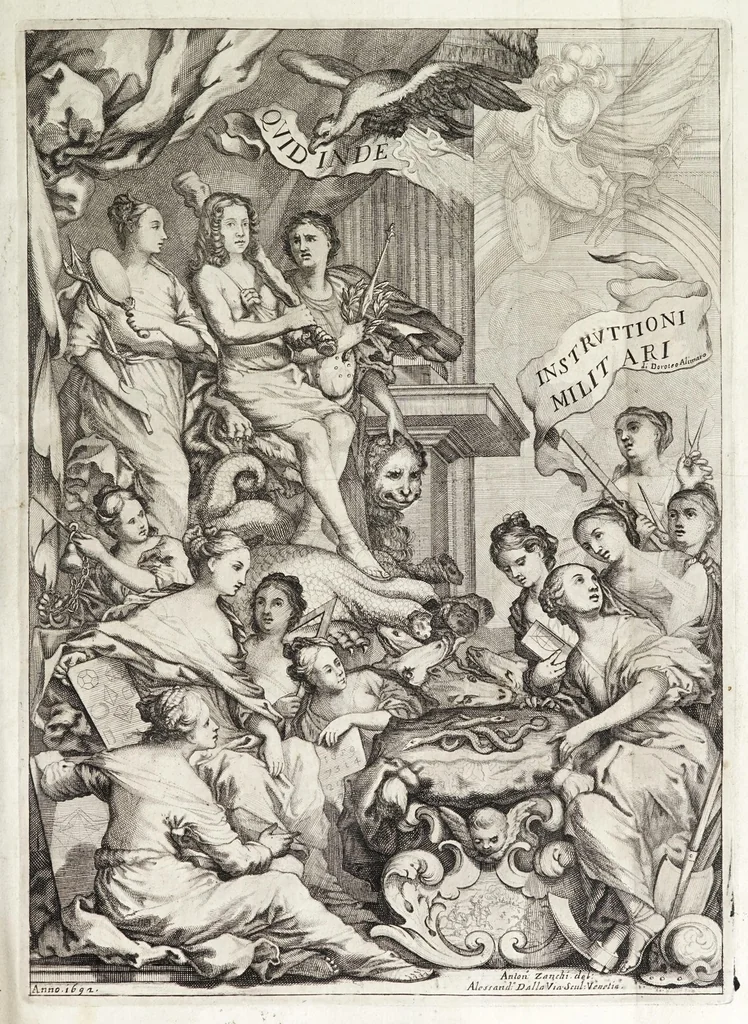An illustration from Instruttioni militari appropriate all' uso moderno di guerreggiare. Opera nuova, utile e necessaria à professori dell' onorata disciplina della militia. Divisa in tre libri, 1692, leaf 5
