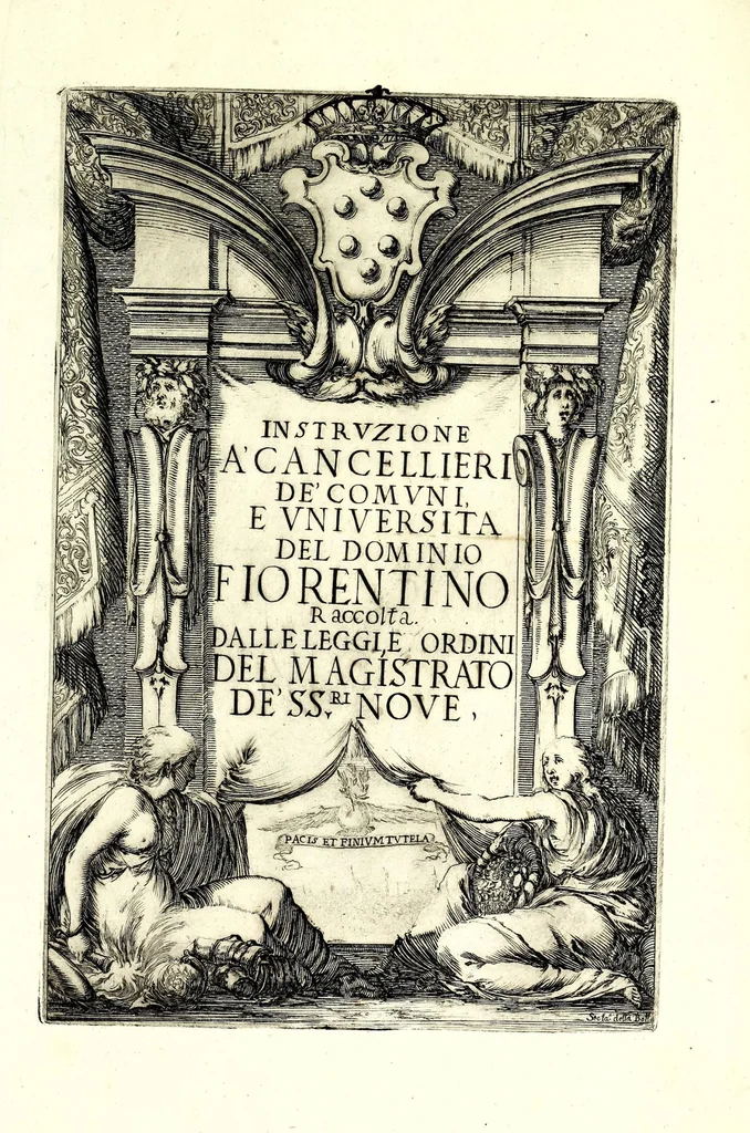 An illustration from Instrvzione a' cancellieri de' commvni e vniversita del dominio fiorentino : raccolta dalle leggi e ordini del magistrato de' SS.ri Nove, 1635, leaf 5