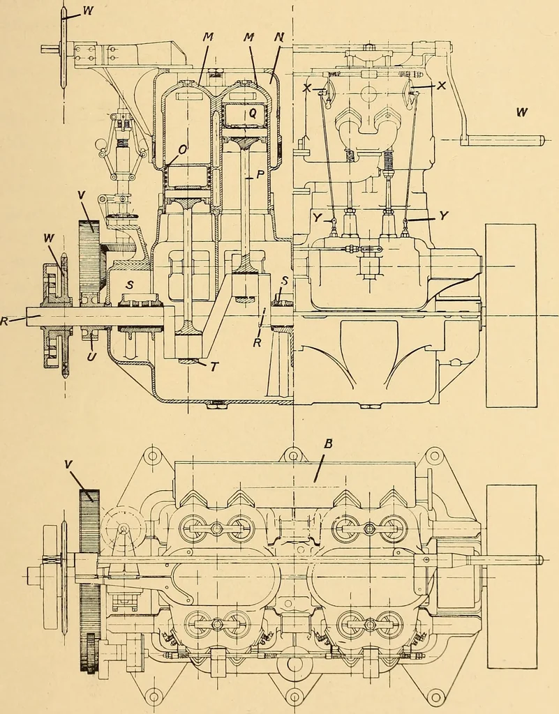 An illustration from The internal combustion engine; being a text book on gas, oil and petrol engines, for the use of students and engineers, 1909, leaf 262
