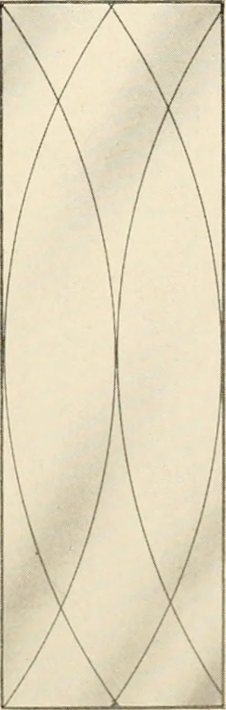 An illustration from International art glass catalogue : art and beveled glass in all its branches : church, memorial, society and domestic windows, Art Nouveau, prism, mitre beveled plate, leaded bevel, etc., 1914, leaf 10