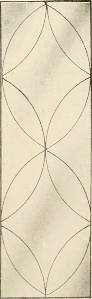 An illustration from International art glass catalogue : art and beveled glass in all its branches : church, memorial, society and domestic windows, Art Nouveau, prism, mitre beveled plate, leaded bevel, etc., 1914, leaf 10