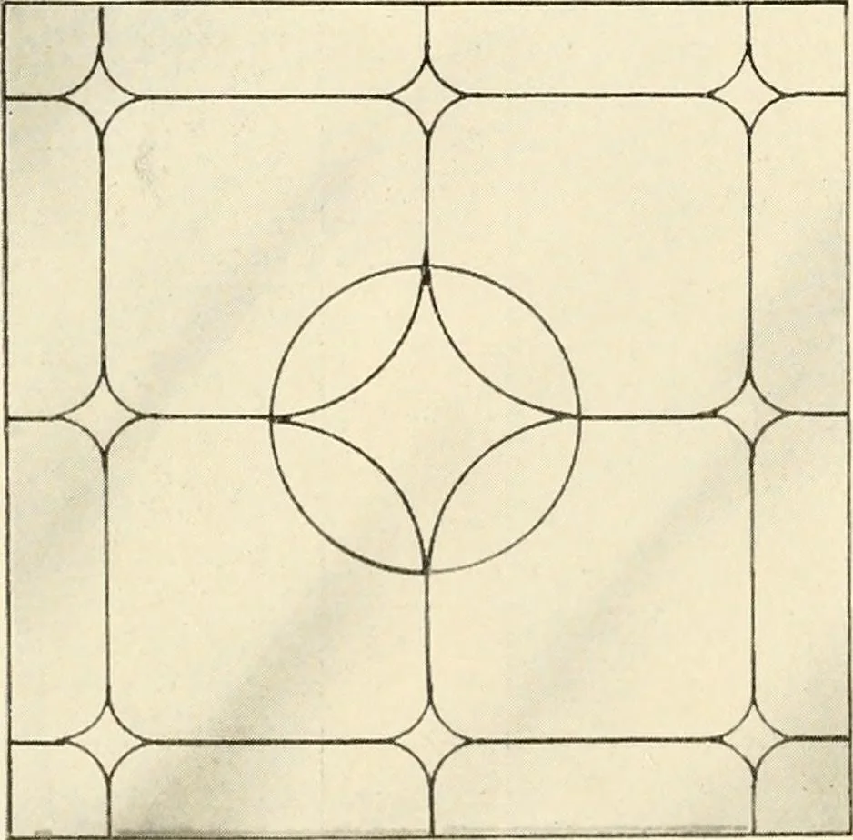 An illustration from International art glass catalogue : art and beveled glass in all its branches : church, memorial, society and domestic windows, Art Nouveau, prism, mitre beveled plate, leaded bevel, etc., 1914, leaf 11