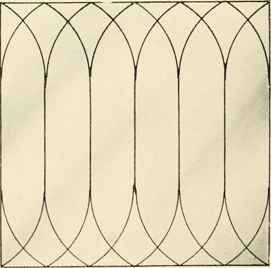 An illustration from International art glass catalogue : art and beveled glass in all its branches : church, memorial, society and domestic windows, Art Nouveau, prism, mitre beveled plate, leaded bevel, etc., 1914, leaf 11