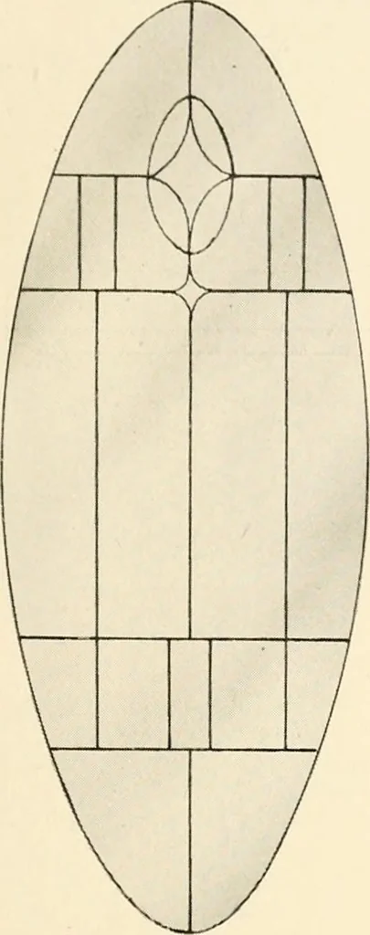 An illustration from International art glass catalogue : art and beveled glass in all its branches : church, memorial, society and domestic windows, Art Nouveau, prism, mitre beveled plate, leaded bevel, etc., 1914, leaf 12