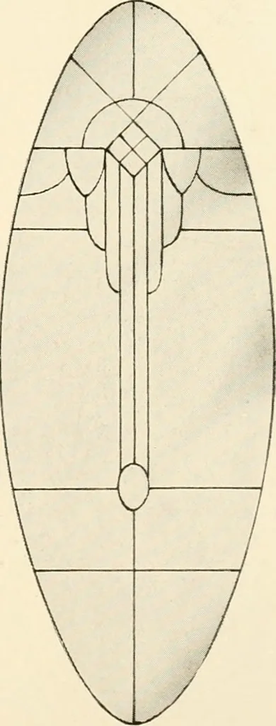 An illustration from International art glass catalogue : art and beveled glass in all its branches : church, memorial, society and domestic windows, Art Nouveau, prism, mitre beveled plate, leaded bevel, etc., 1914, leaf 12