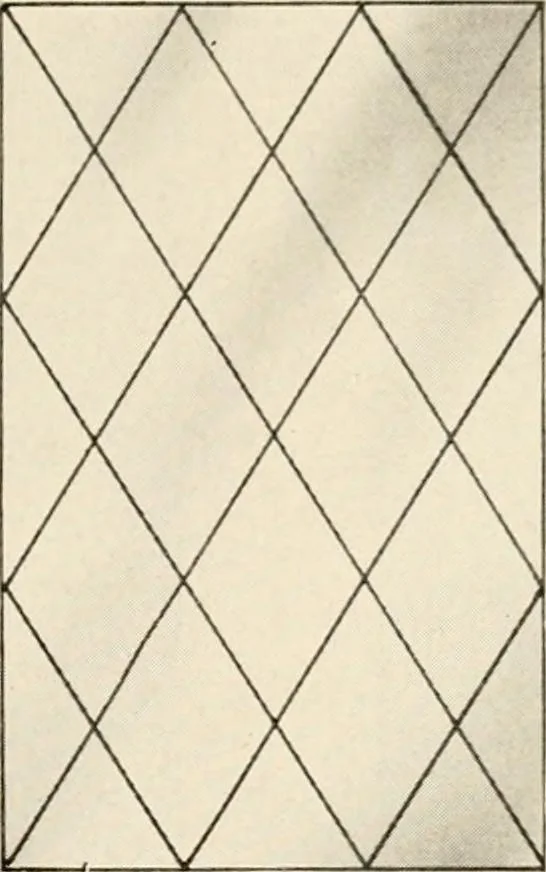 An illustration from International art glass catalogue : art and beveled glass in all its branches : church, memorial, society and domestic windows, Art Nouveau, prism, mitre beveled plate, leaded bevel, etc., 1914, leaf 14