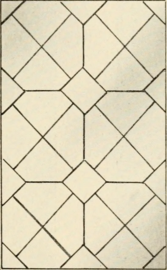An illustration from International art glass catalogue : art and beveled glass in all its branches : church, memorial, society and domestic windows, Art Nouveau, prism, mitre beveled plate, leaded bevel, etc., 1914, leaf 14