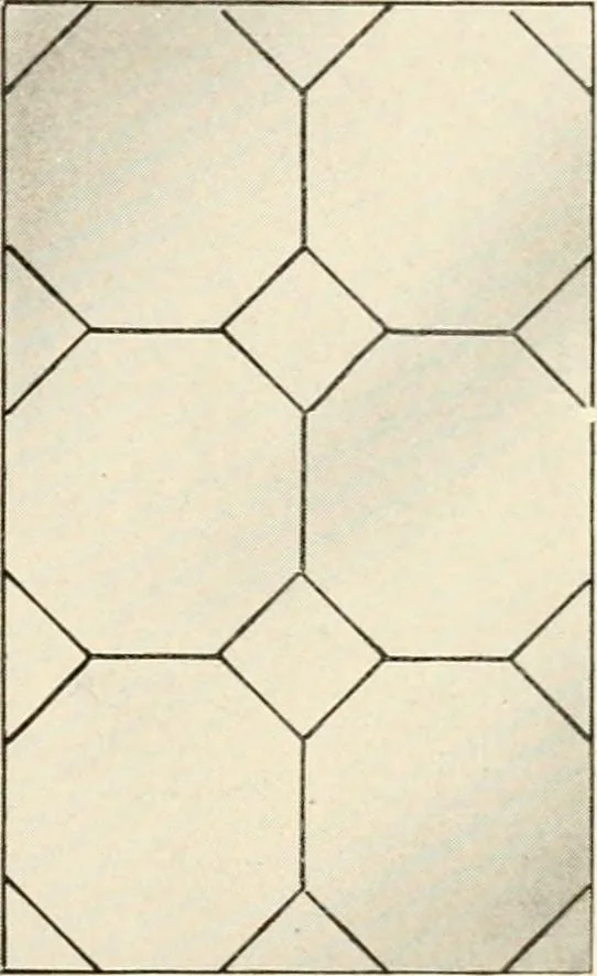 An illustration from International art glass catalogue : art and beveled glass in all its branches : church, memorial, society and domestic windows, Art Nouveau, prism, mitre beveled plate, leaded bevel, etc., 1914, leaf 14