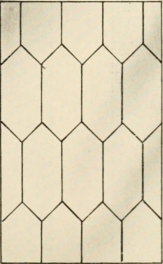 An illustration from International art glass catalogue : art and beveled glass in all its branches : church, memorial, society and domestic windows, Art Nouveau, prism, mitre beveled plate, leaded bevel, etc., 1914, leaf 14
