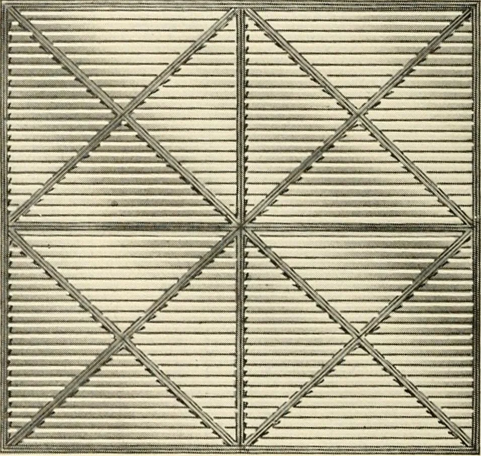 An illustration from International art glass catalogue : art and beveled glass in all its branches : church, memorial, society and domestic windows, Art Nouveau, prism, mitre beveled plate, leaded bevel, etc., 1914, leaf 15