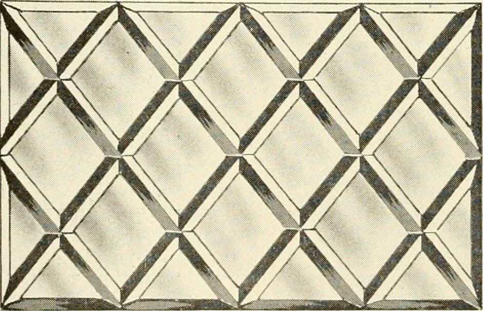 An illustration from International art glass catalogue : art and beveled glass in all its branches : church, memorial, society and domestic windows, Art Nouveau, prism, mitre beveled plate, leaded bevel, etc., 1914, leaf 23