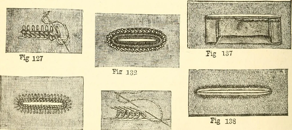 An illustration from The international encyclopedia of scientific tailor principles, for all kinds and styles of garment-making ... Also designing ... embroidery, crocheting, knitting, worsted work, fancy and artistic needle work .., 1885, leaf 153