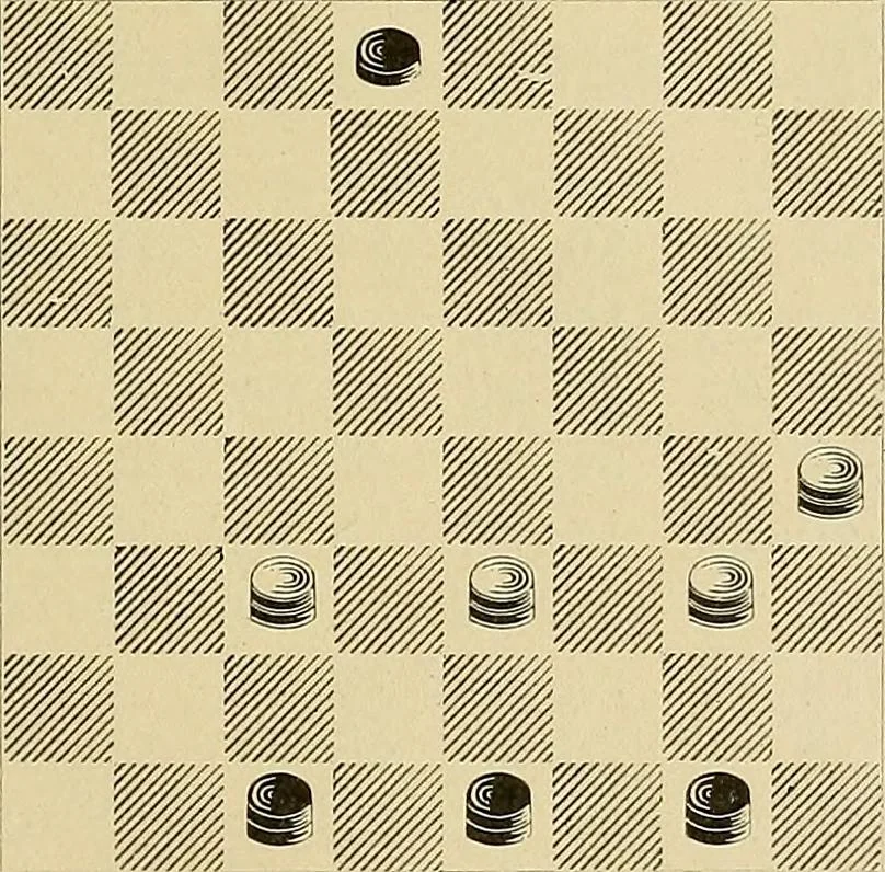 An illustration from International match. Complete record of the [checker] games played between players of Great Britain and the United States, Boston, March 14th to 25th, 1905, 1906, leaf 116