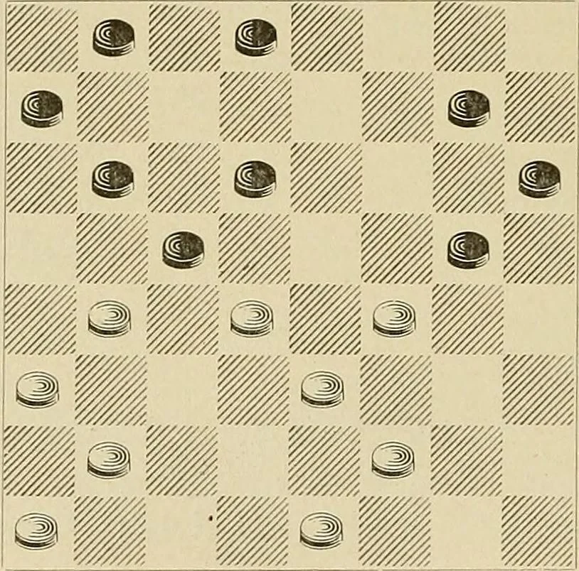 An illustration from International match. Complete record of the [checker] games played between players of Great Britain and the United States, Boston, March 14th to 25th, 1905, 1906, leaf 273