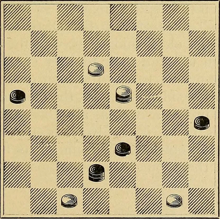 An illustration from International match. Complete record of the [checker] games played between players of Great Britain and the United States, Boston, March 14th to 25th, 1905, 1906, leaf 38
