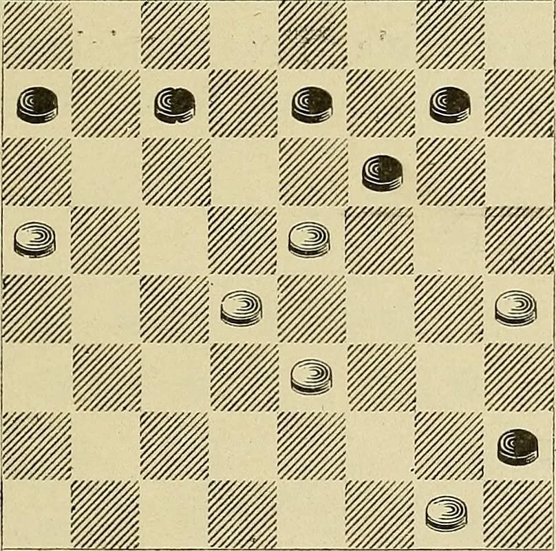 An illustration from International match. Complete record of the [checker] games played between players of Great Britain and the United States, Boston, March 14th to 25th, 1905, 1906, leaf 88