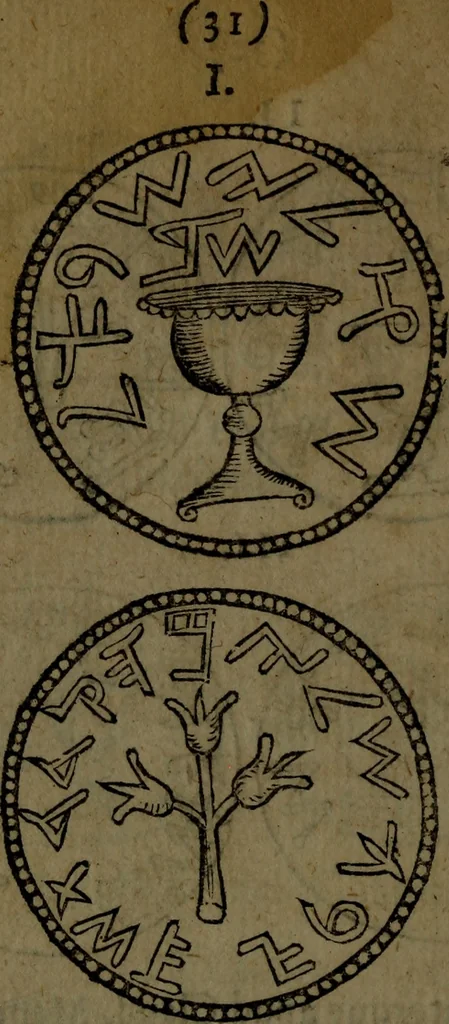An illustration from Introductio ad lectionem linguarum orientalium : Hebraicae, Chaldaicae, Samaritanae, Syriacae, Arabicae, Persicae, Aethiopicae, Armenae, Coptae : consilium de earum studio foeliciter instituendo, & de libris quos in hunc finem sibi comparare debent studiosi : in usum tyronum qui linguas istas addiscere desiderant, praecipue eorum qui sumptus ad Biblia polyglotta (jam sub prelo) imprimenda contulerunt : praemittitur praefatio, in qua de hisce linguis, & de textuum, & versionum, quae in dictis Bibliis habentur, antiquitate, authoritate & usu, breviter disseritur, quid[que] in hac editione prae reliquis expectandum sit, 1655, leaf 140
