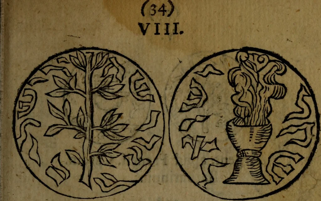 An illustration from Introductio ad lectionem linguarum orientalium : Hebraicae, Chaldaicae, Samaritanae, Syriacae, Arabicae, Persicae, Aethiopicae, Armenae, Coptae : consilium de earum studio foeliciter instituendo, & de libris quos in hunc finem sibi comparare debent studiosi : in usum tyronum qui linguas istas addiscere desiderant, praecipue eorum qui sumptus ad Biblia polyglotta (jam sub prelo) imprimenda contulerunt : praemittitur praefatio, in qua de hisce linguis, & de textuum, & versionum, quae in dictis Bibliis habentur, antiquitate, authoritate & usu, breviter disseritur, quid[que] in hac editione prae reliquis expectandum sit, 1655, leaf 143