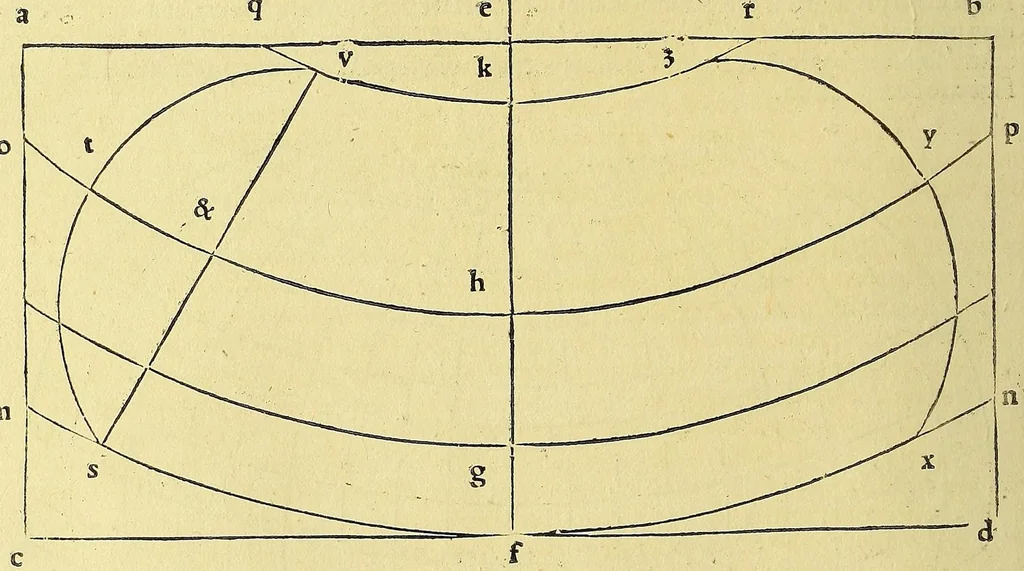 An illustration from Introductio geographica Petri Apiani in doctissimas Verneri annotationes, co[n]tinens plenum intellectum [et] iudicium omnis operationis, quæ per sinus [et] chordas in géographia confici potest, adiuncto radio astronomico cum quadrante nouo meteoroscopii loco longe vitilissimo. : Huic accedit translatio noua primi libri Géographiæ Cl. Ptolemæi ., 1533, leaf 62
