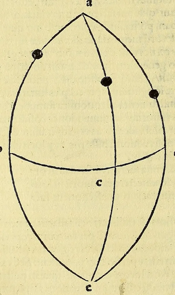 An illustration from Introductio geographica Petri Apiani in doctissimas Verneri annotationes, co[n]tinens plenum intellectum [et] iudicium omnis operationis, quæ per sinus [et] chordas in géographia confici potest, adiuncto radio astronomico cum quadrante nouo meteoroscopii loco longe vitilissimo. : Huic accedit translatio noua primi libri Géographiæ Cl. Ptolemæi ., 1533, leaf 76