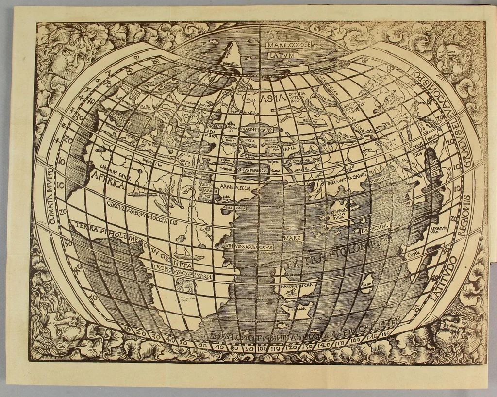 An illustration from Introductio in Ptholomei cosmographia[m] : cu[m] longitudinibus regionum [et] ciuitatum celebriorum, 1512, leaf 14