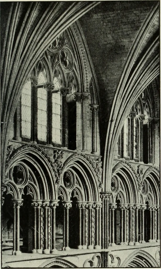 An illustration from An introduction to English church architecture : from the eleventh to the sixteenth century, 1913, leaf 110