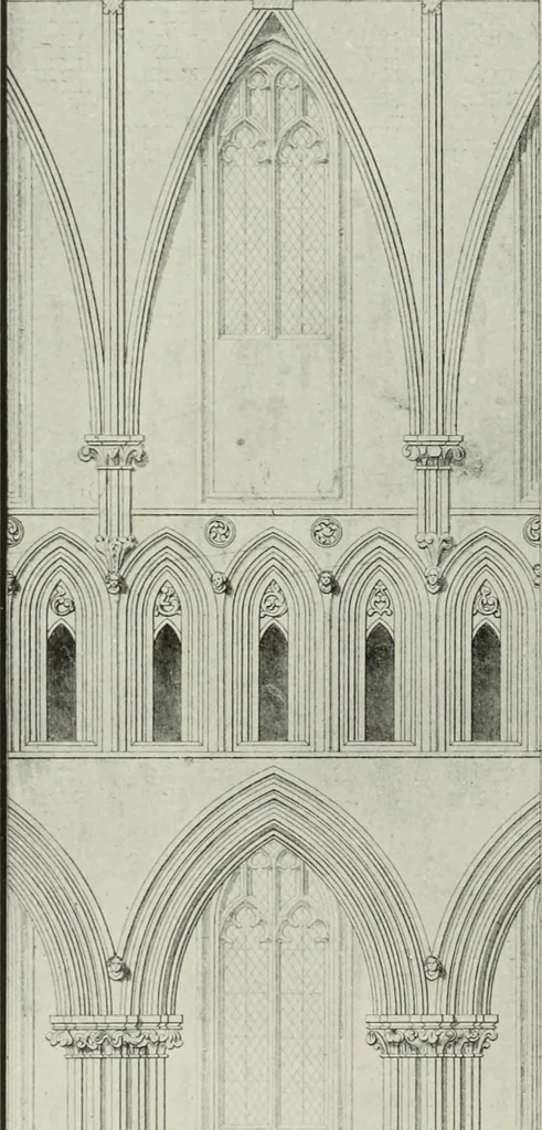 An illustration from An introduction to English church architecture : from the eleventh to the sixteenth century, 1913, leaf 279