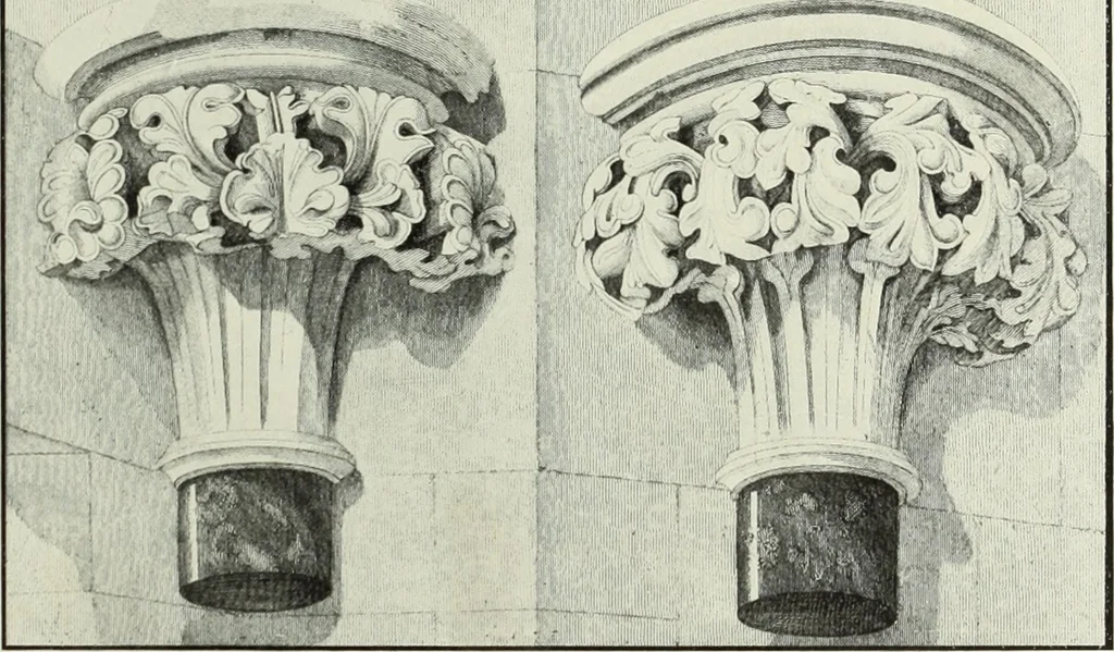 An illustration from An introduction to English church architecture : from the eleventh to the sixteenth century, 1913, leaf 44