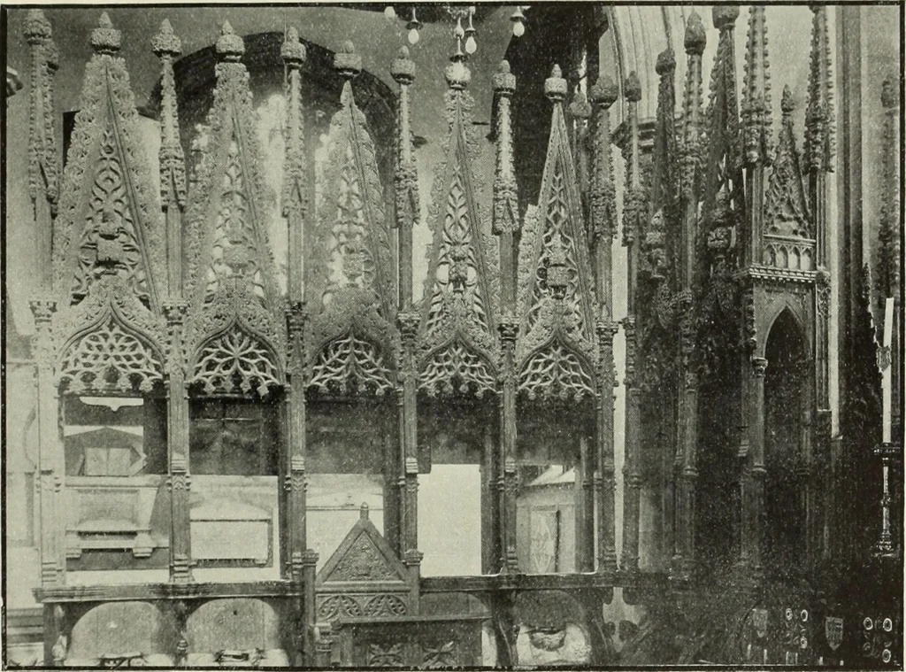 An illustration from An introduction to English church architecture : from the eleventh to the sixteenth century, 1913, leaf 518