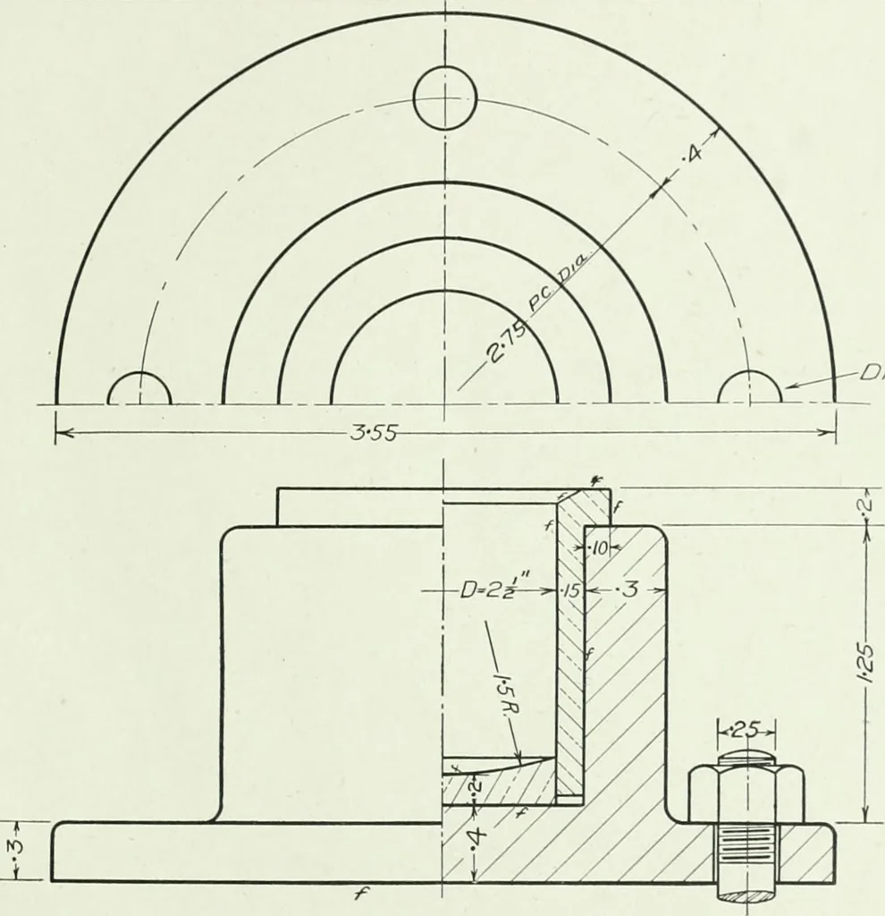 An illustration from An introduction to machine sketching and drawing for industrial and technical schools, 1917, leaf 72