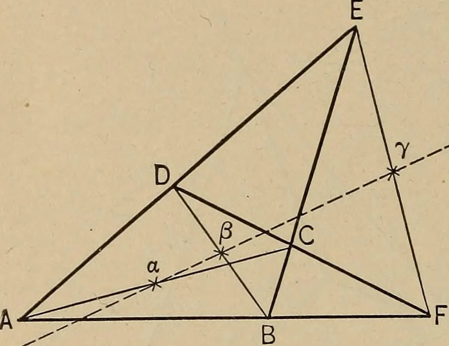 An illustration from An introduction to projective geometry and its applications; an analytic and synthetic treatment, 1905, leaf 235
