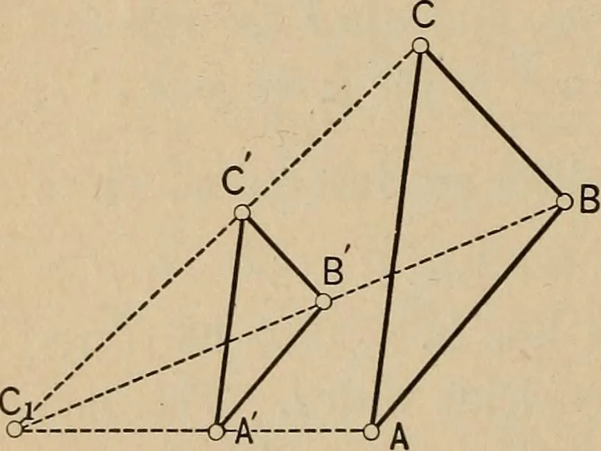 An illustration from An introduction to projective geometry and its applications; an analytic and synthetic treatment, 1905, leaf 65