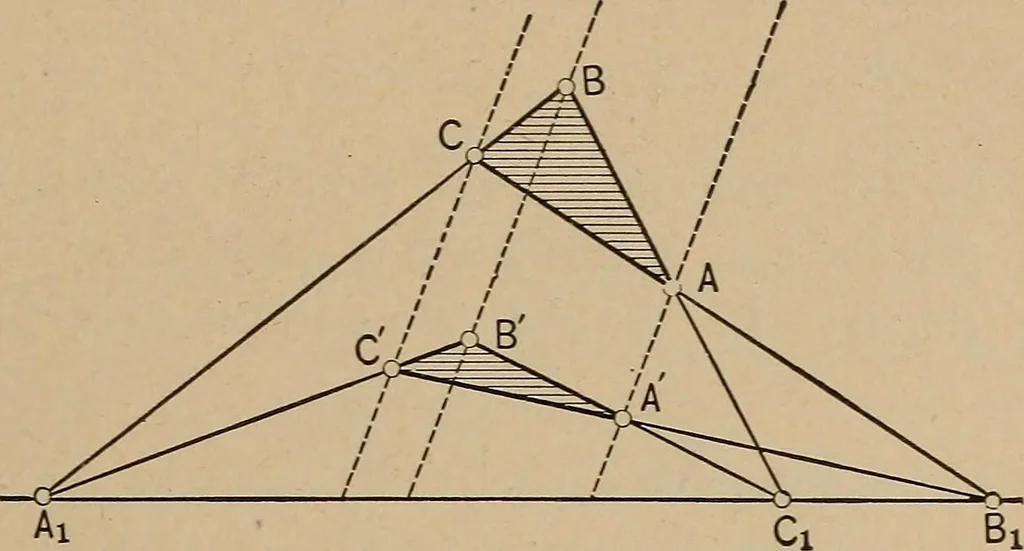 An illustration from An introduction to projective geometry and its applications; an analytic and synthetic treatment, 1905, leaf 68