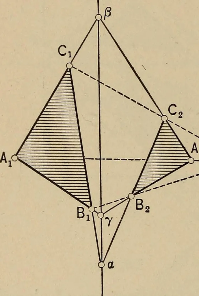 An illustration from An introduction to projective geometry and its applications; an analytic and synthetic treatment, 1905, leaf 93