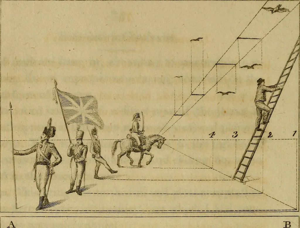 An illustration from An introduction to perspective, drawing, and painting : in a series of pleasing and familiar dialogues between the author's children ; illustrated by appropriate plates and diagrams, and a sufficiency of practical geometry, and a compendium of genuine instruction, comprising a progressive and complete body of information carefully adapted for the instruction of females, and suited equally to the simplicity of youth and to mental maturity, 1820, leaf 123