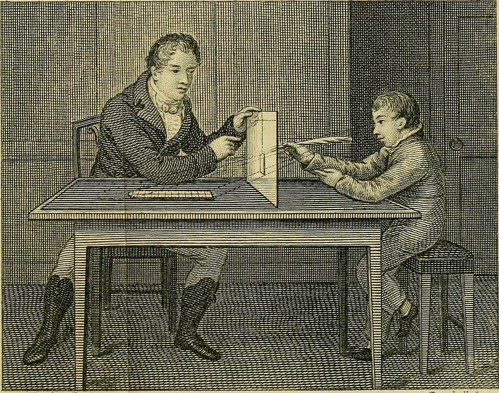An illustration from An introduction to perspective, drawing, and painting : in a series of pleasing and familiar dialogues between the author's children ; illustrated by appropriate plates and diagrams, and a sufficiency of practical geometry, and a compendium of genuine instruction, comprising a progressive and complete body of information carefully adapted for the instruction of females, and suited equally to the simplicity of youth and to mental maturity, 1820, leaf 91
