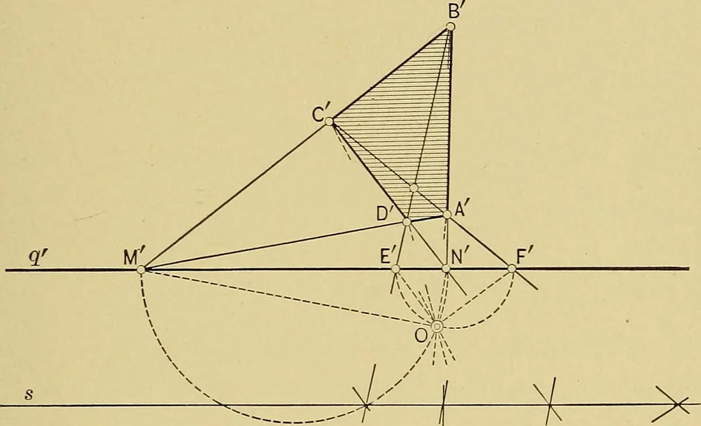 An illustration from An introduction to projective geometry and its applications; an analytic and synthetic treatment, 1905, leaf 100