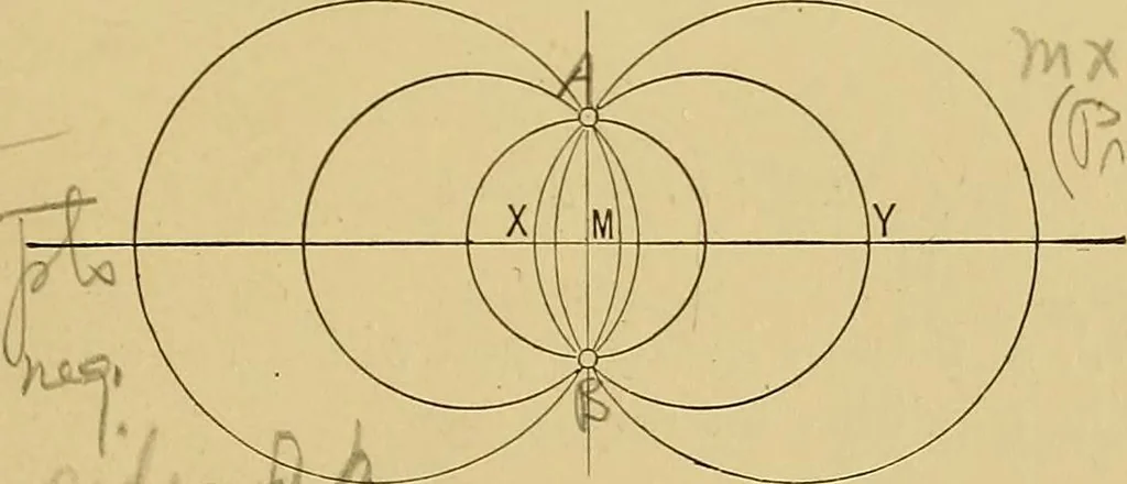 An illustration from An introduction to projective geometry and its applications; an analytic and synthetic treatment, 1905, leaf 26
